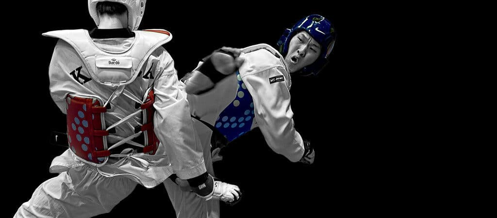 Taekwondo fight action